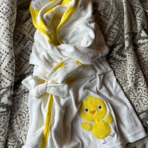 Adorable White and Yellow Duck Hooded Baby Robe